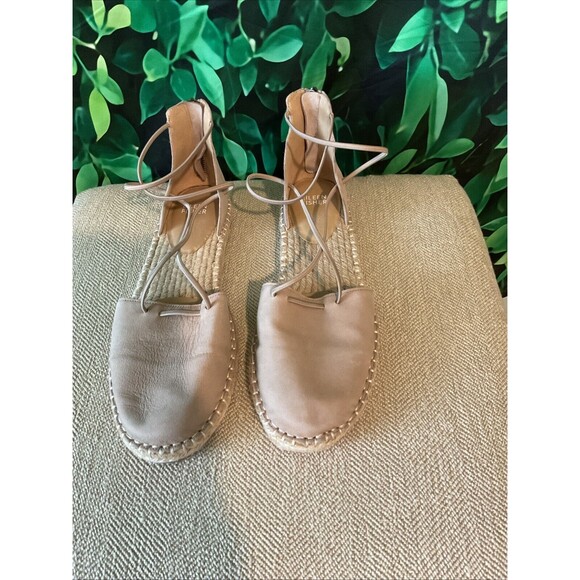 🥿 Eileen Fisher Tan Nubuck Espadrille Flats – Zip Back – Size 9 - Picture 3 of 7
